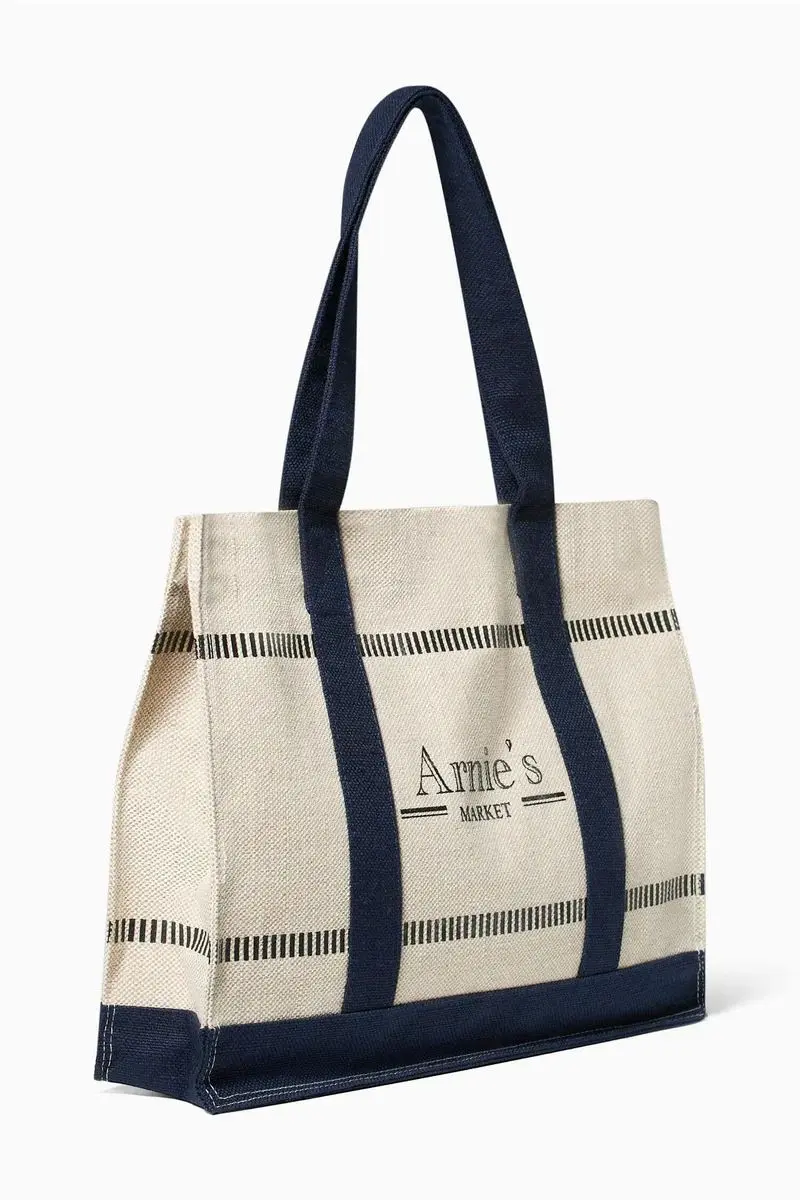 Riviera Market Bag Natural/Dk Navy