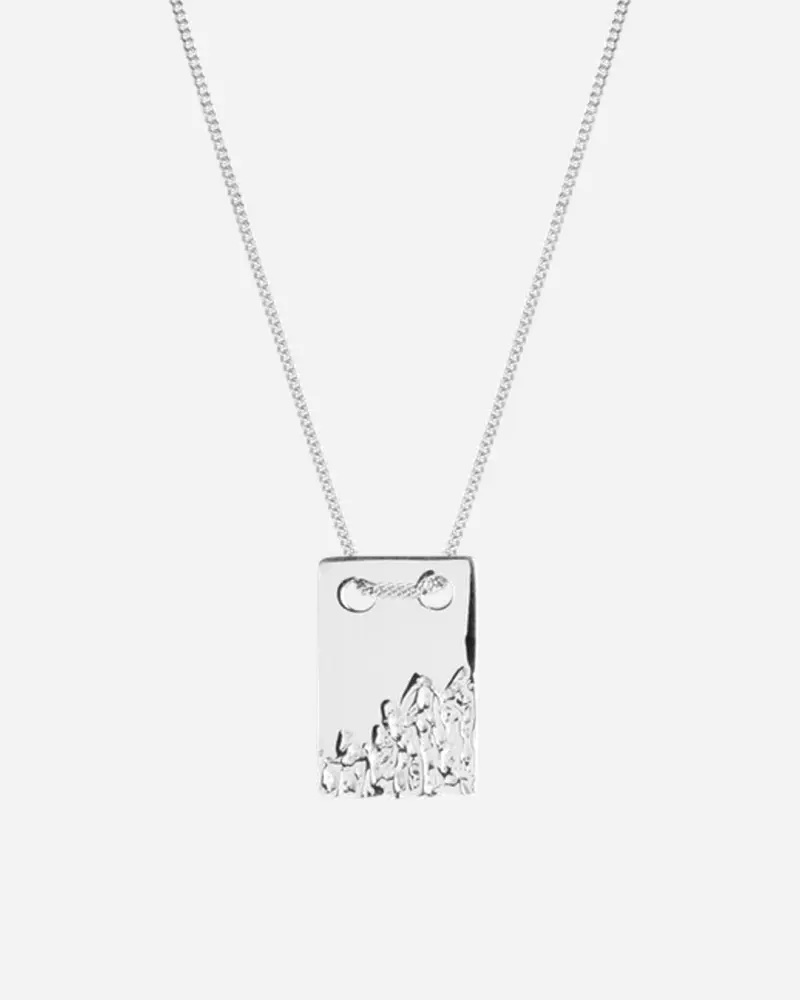 Rock Tag Necklace - Silver