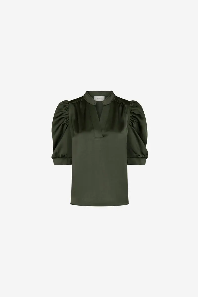 Roella Heavy Sateen Blouse Deep Green