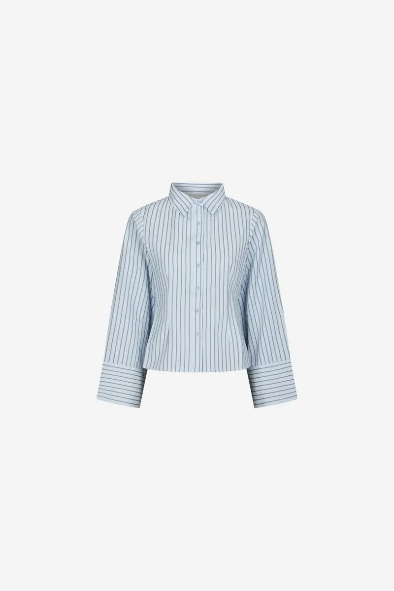 Rosa Striped Crepe Shirt Blue