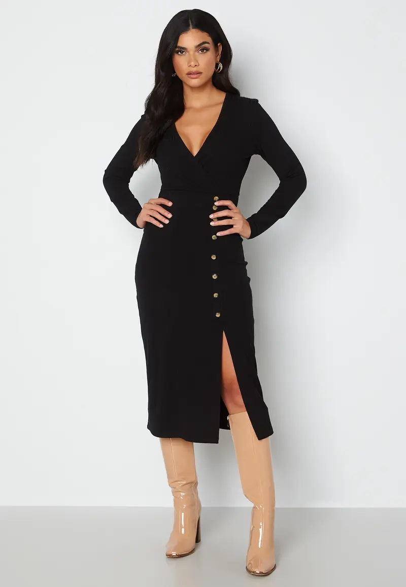 Rose long sleeve button dress