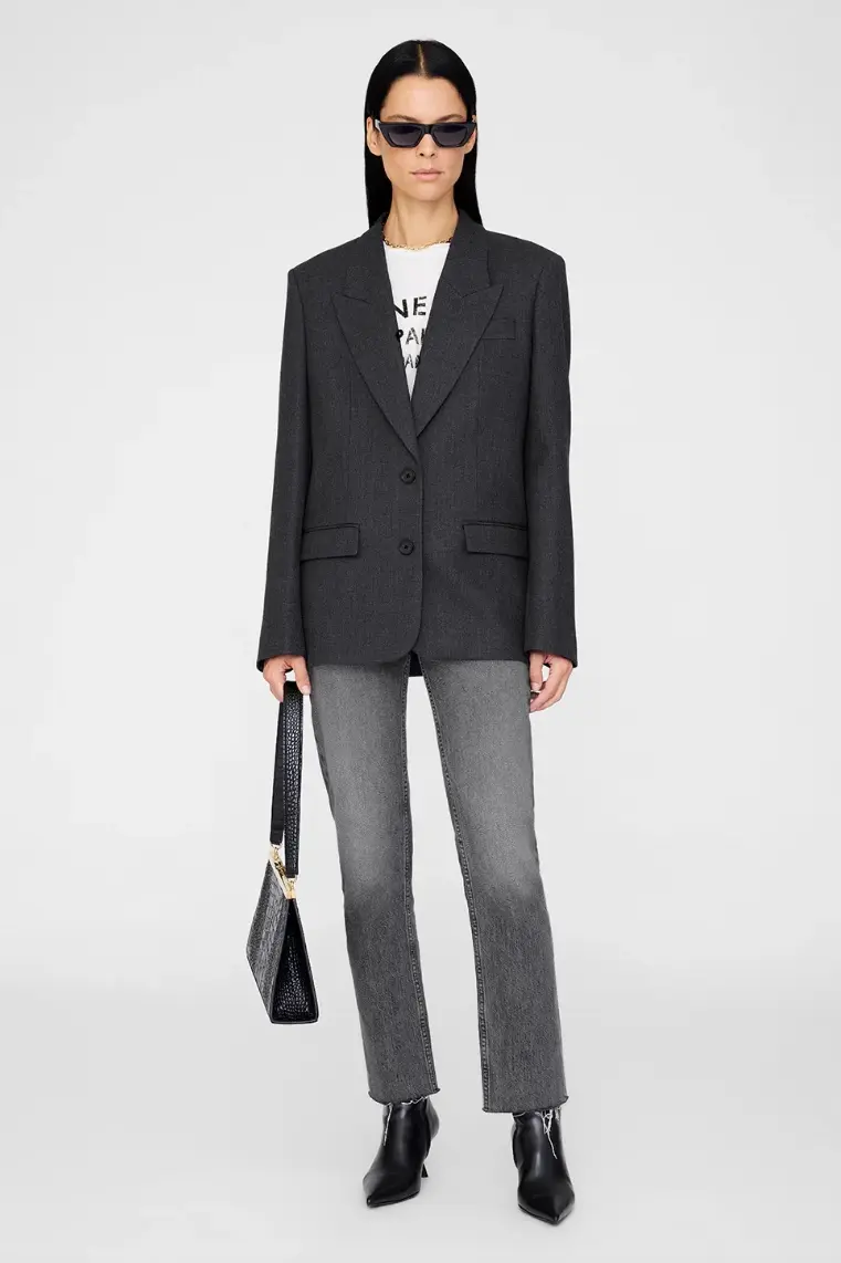 Ross Single-Breasted Blazer Dark Heather Grey