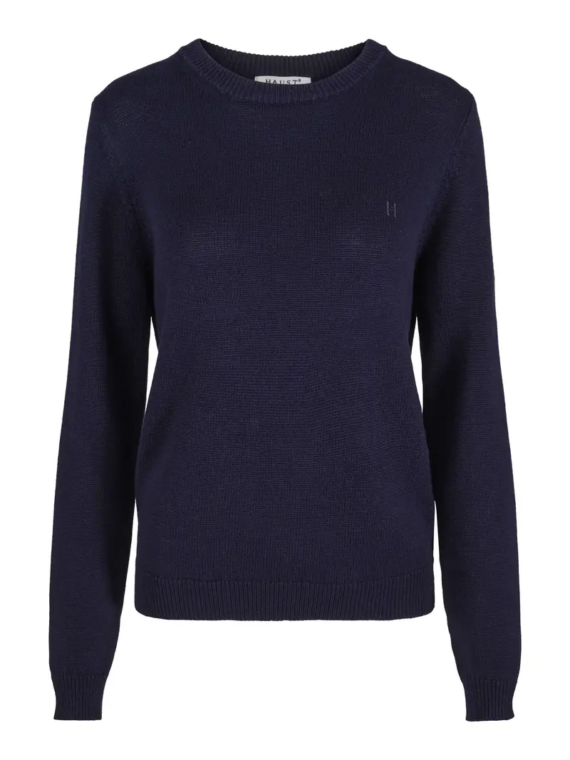 Round neck knitted pullover Navy
