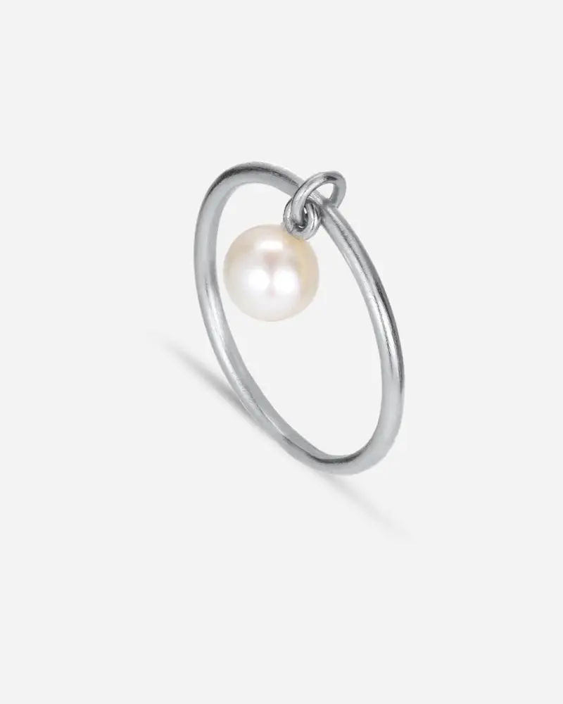 Row Pearl Ring - Sølv