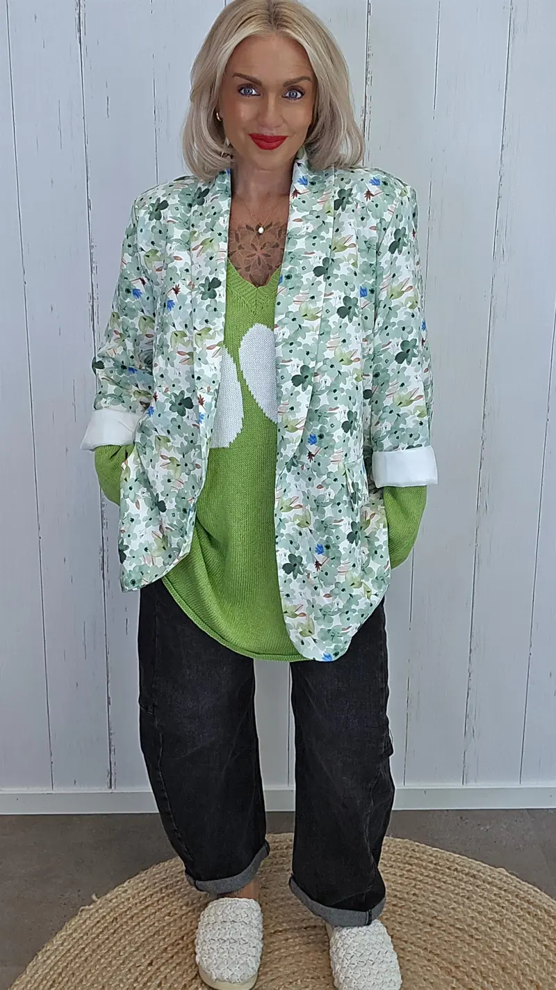 Ruby blazer med print grønn