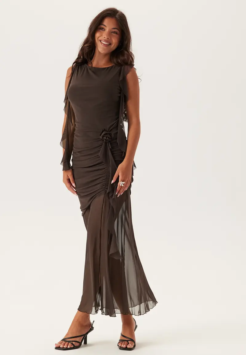Ruched Frill Ankle Dress