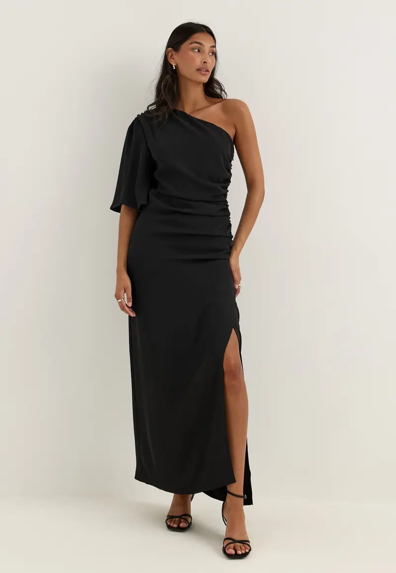 Ruched One Shoulder Maxi Dress