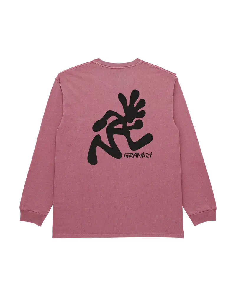 Running Man L/S Tee Pigment Dyed - Red Pigment - Rød