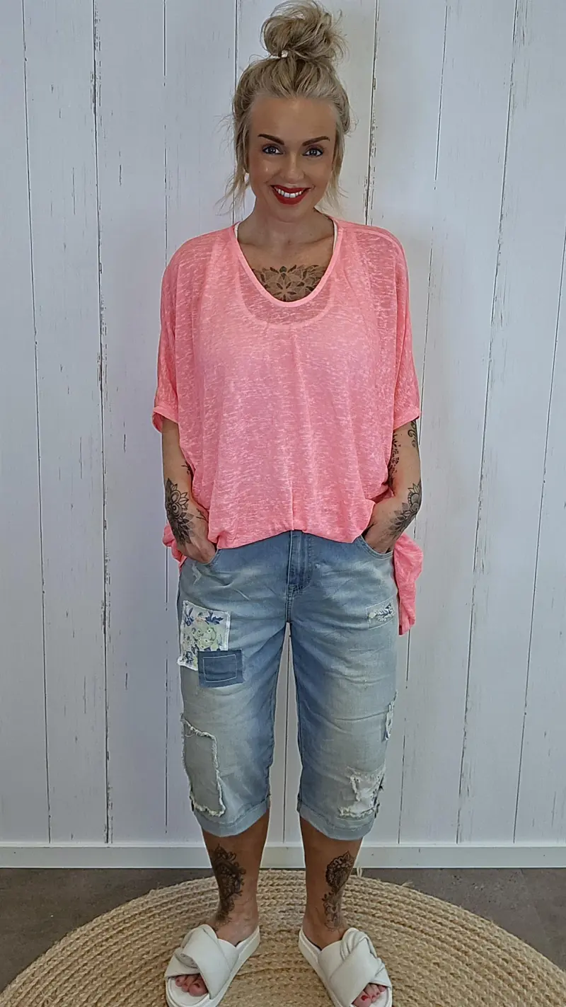 Sally jeansshorts med patches