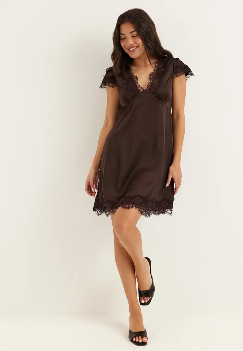 Satin Lace Mini Dress