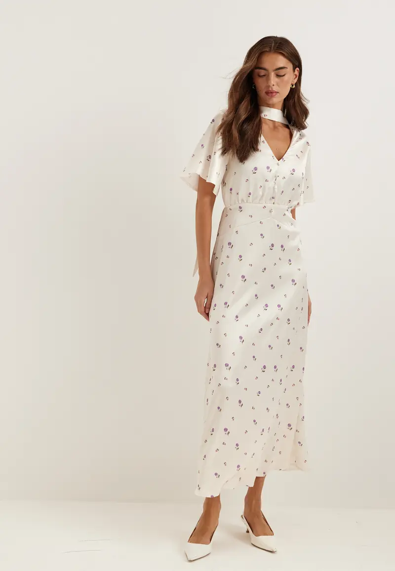 Satin Scarf Maxi Dress