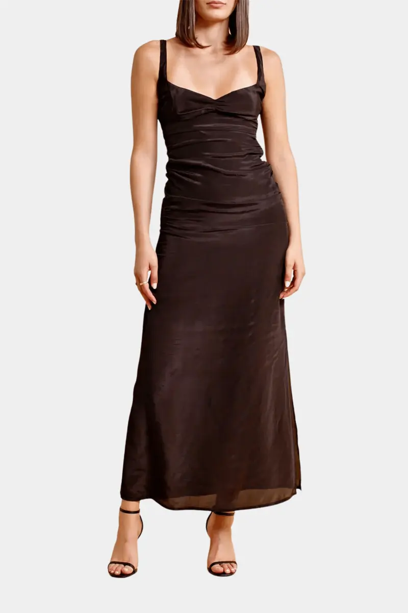 Satin Strap Dress Black