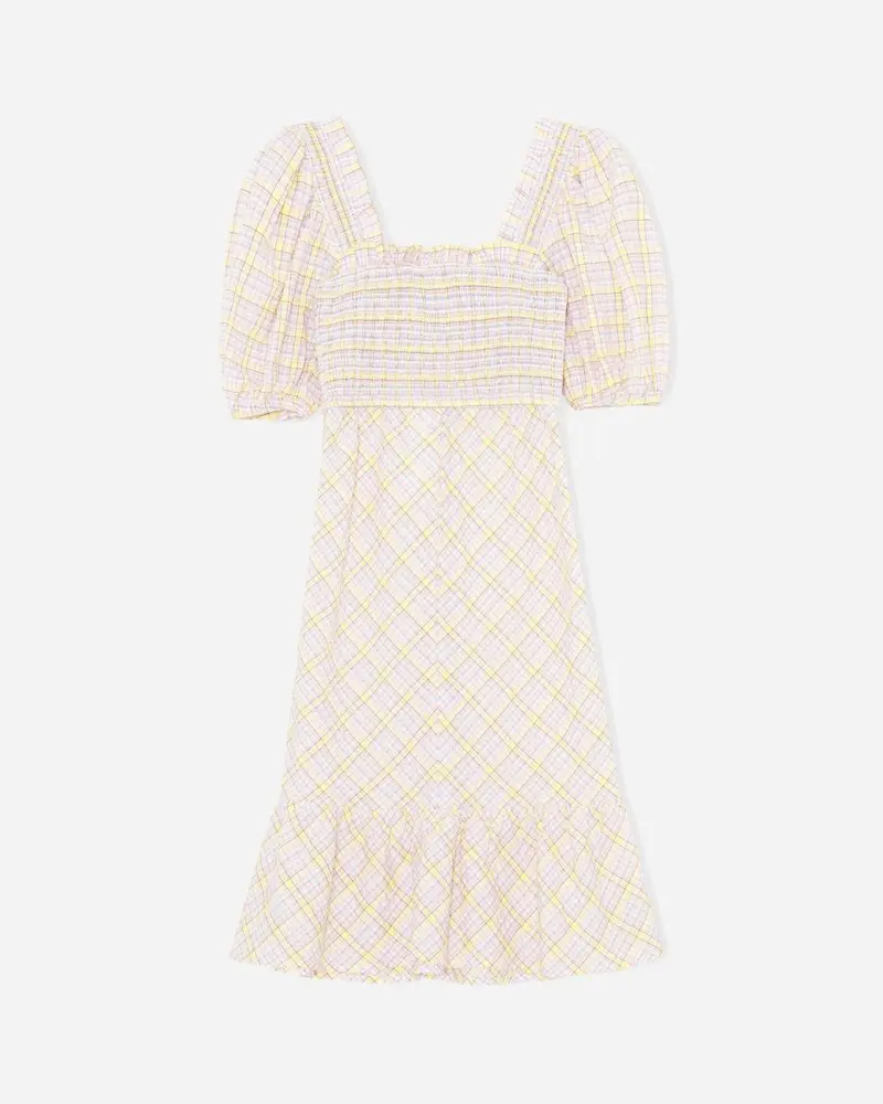 Seersucker Check Midi Dress - Multicolour