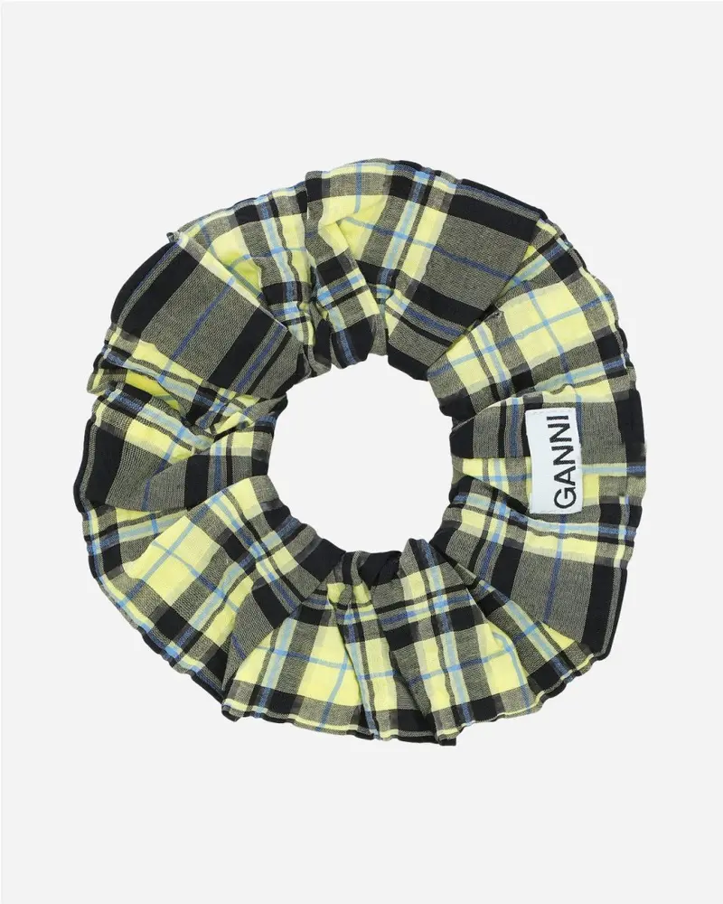 Seersucker Check Scrunchie - Check Elfin Yellow