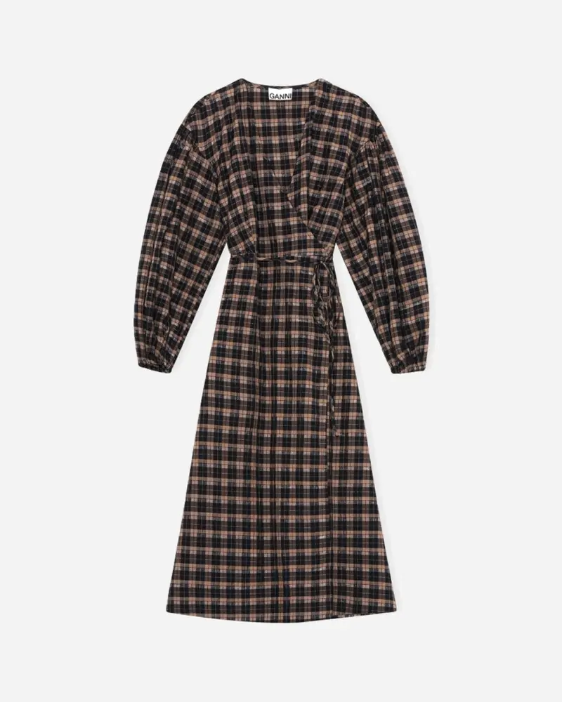 Seersucker Check Wrap Dress - Fossil