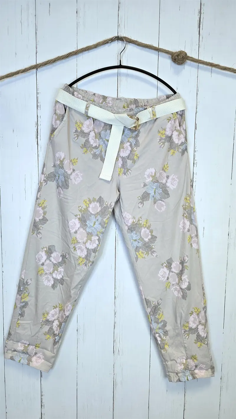 Selina blomsterbukse beige