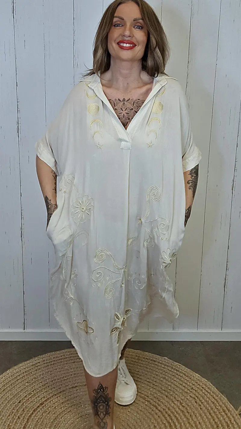 Selina kortermet kjole Beige