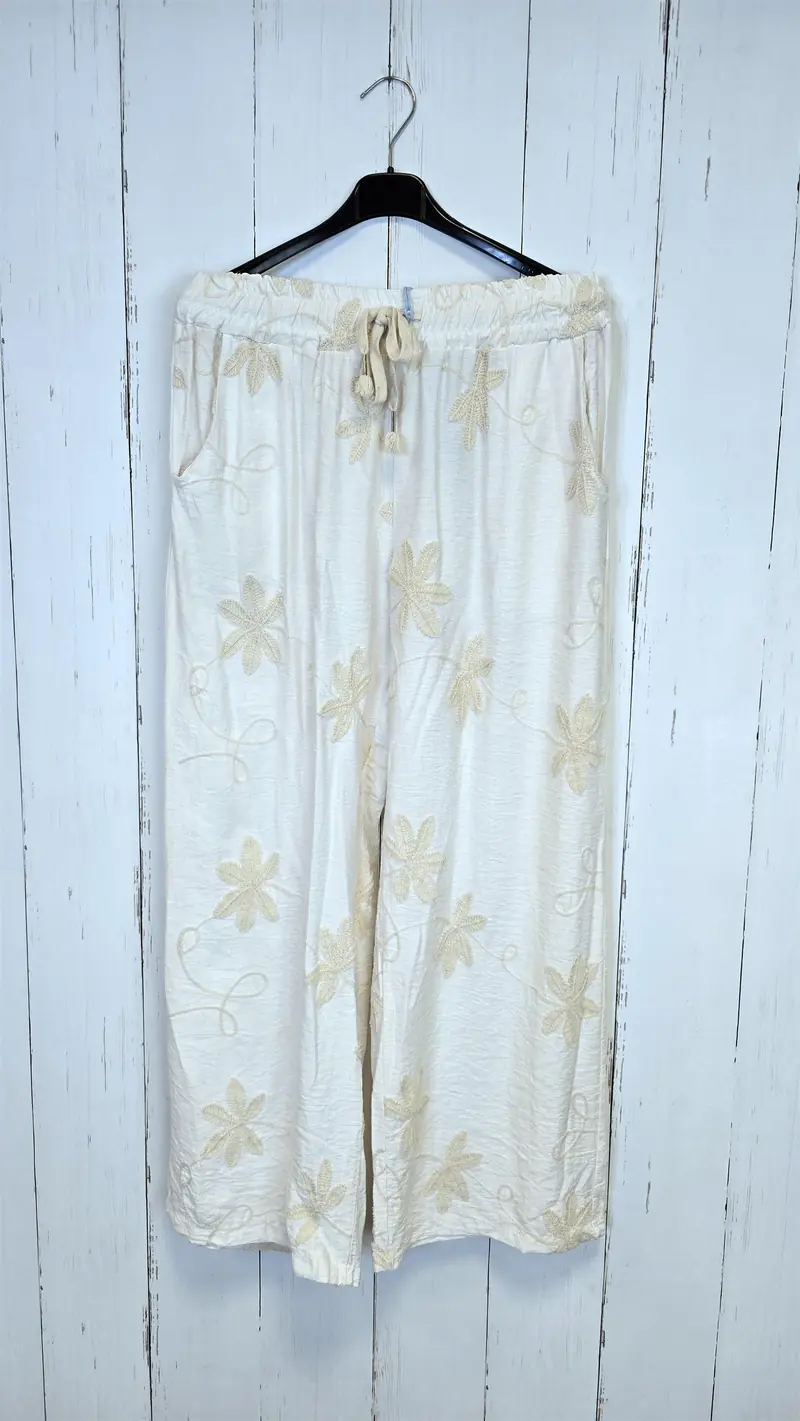 Selma blomsterbukse beige