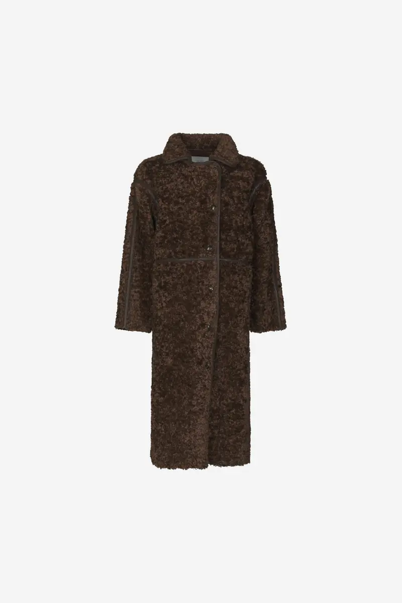 Senta Faux Fur Coat Dark Brown