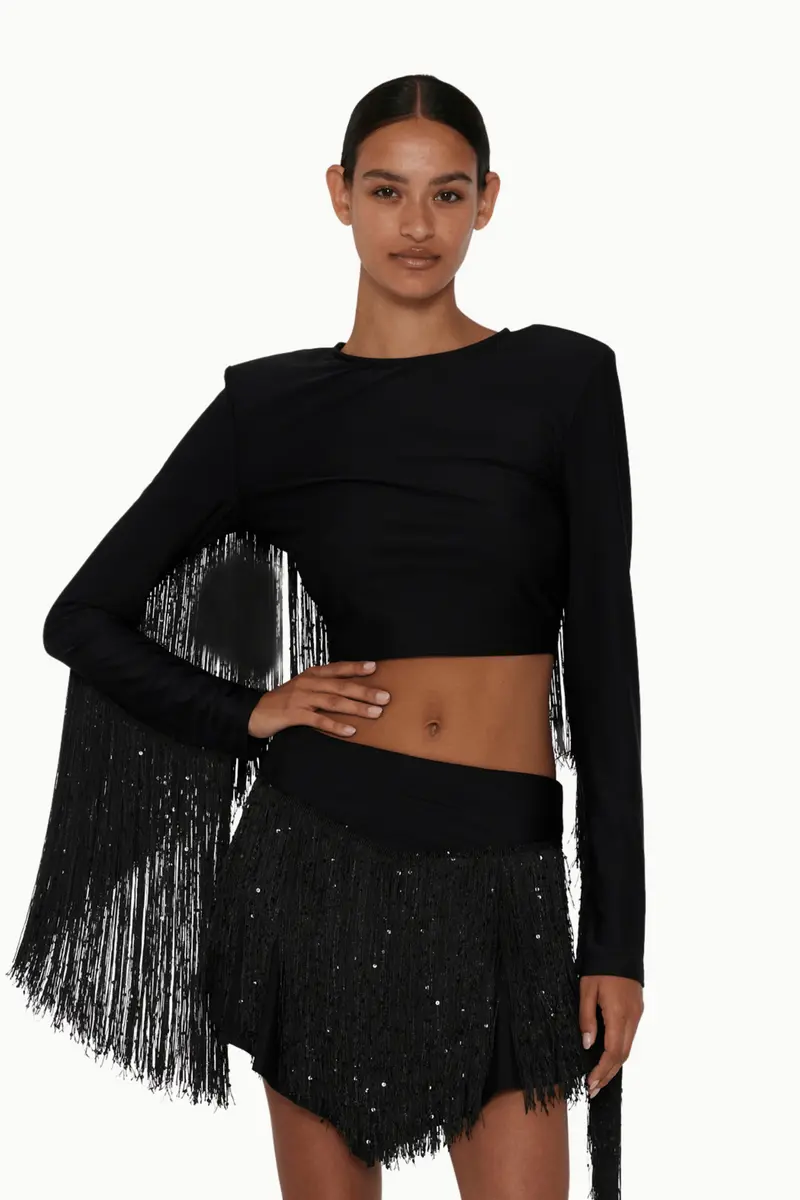 Sequin Fringe Crop Top