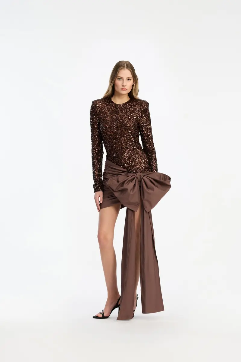 Sequins Bow Mini Dress