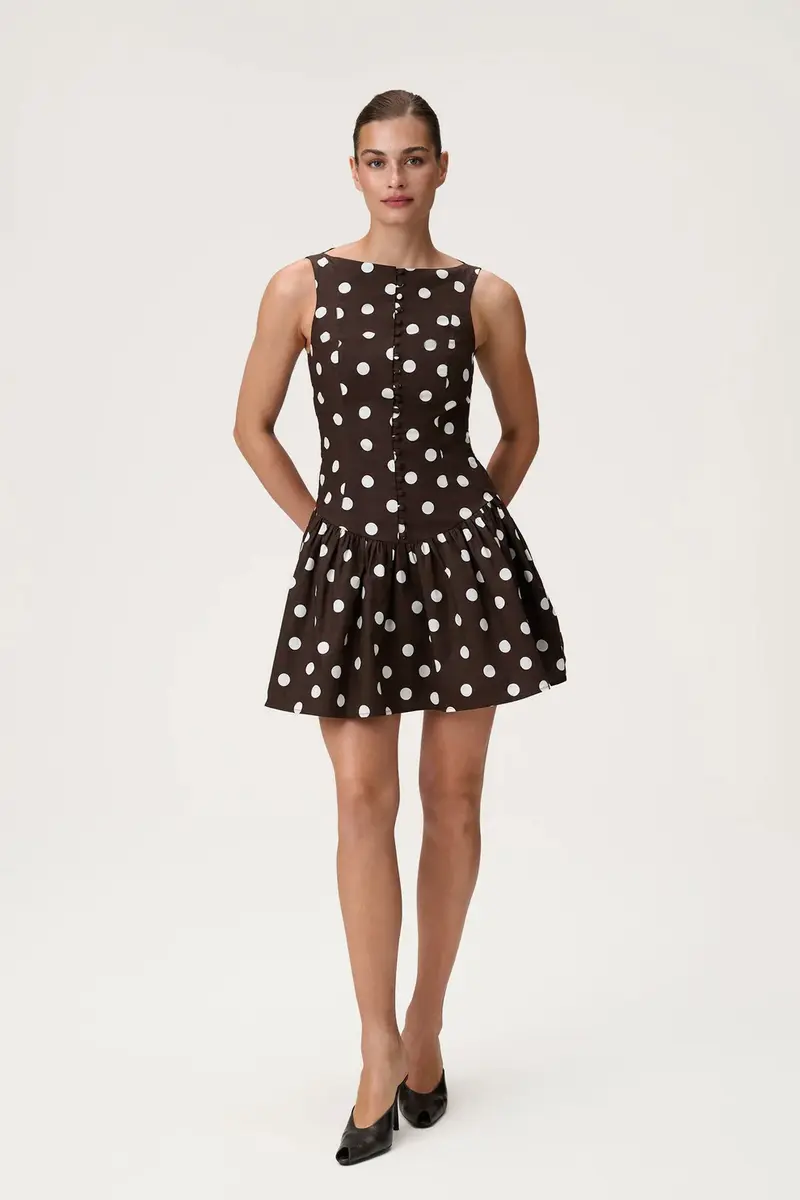 Sevilla Mini Dress Small Brown Dot