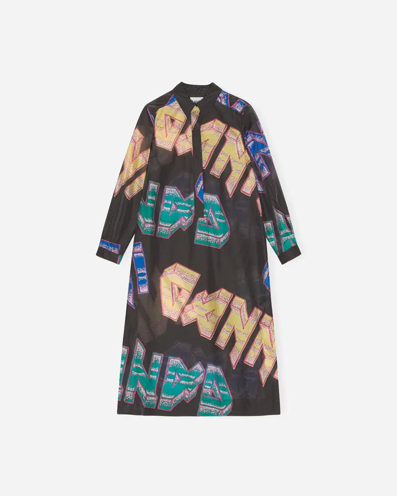 Sheer Voile Shirt Dress - Phantom