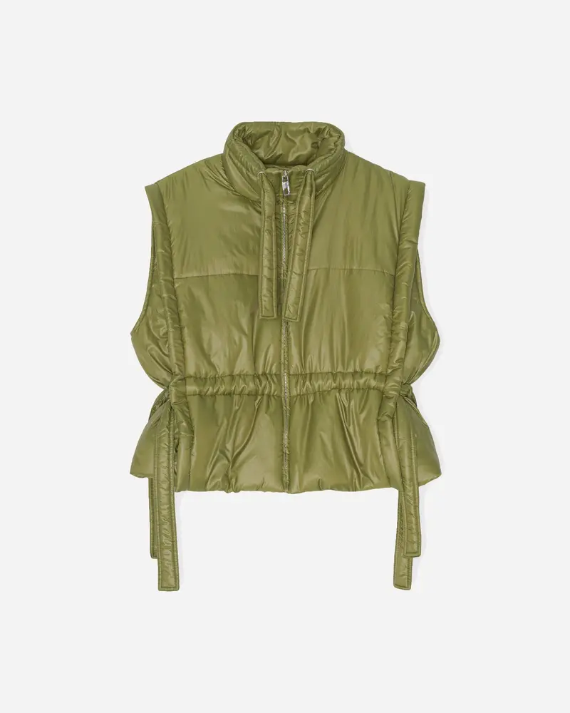 Shiny Quilt Vest - Spaghnum