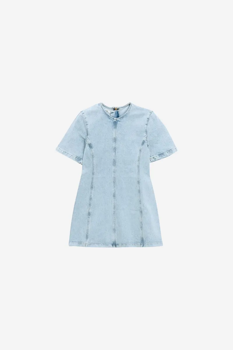 Short Denim Dress Blue Washed