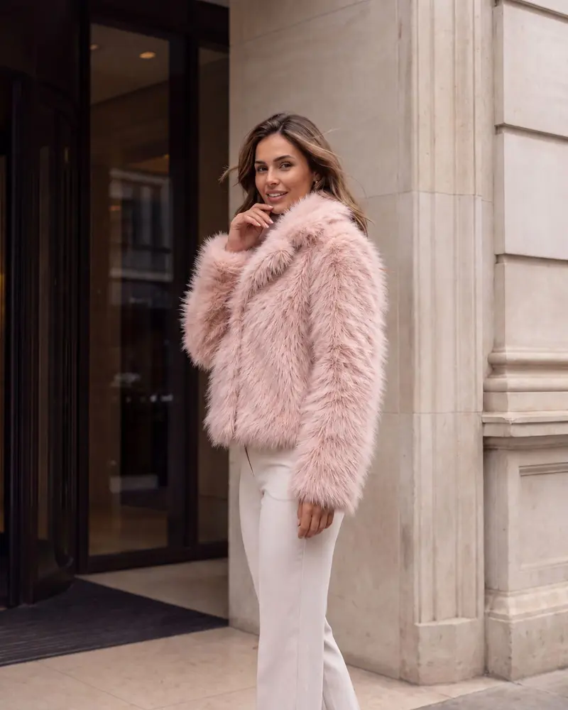 Short faux fur jacket Dusty Rose