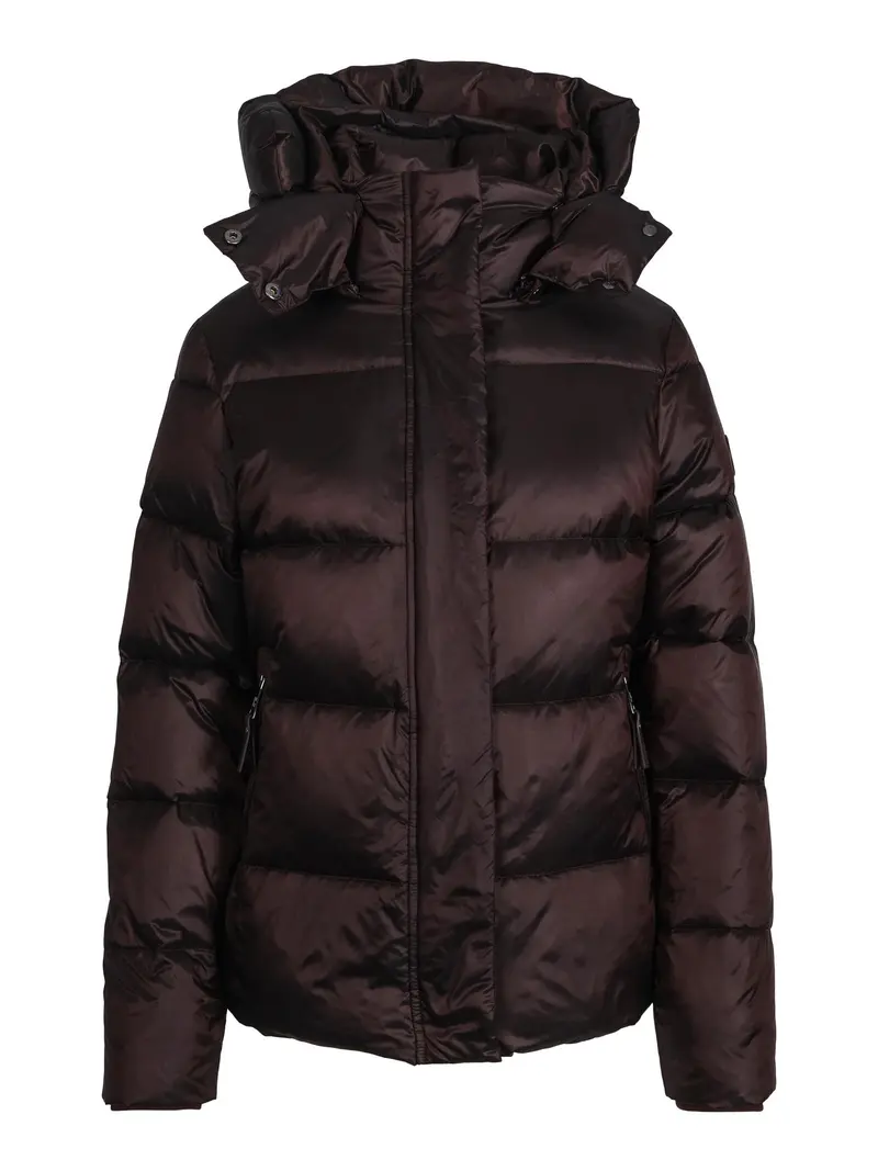 Short hodded puffer jacket Dark Brown