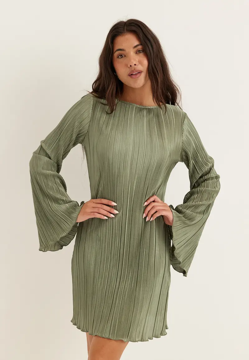 Short Pleated Frill Dress