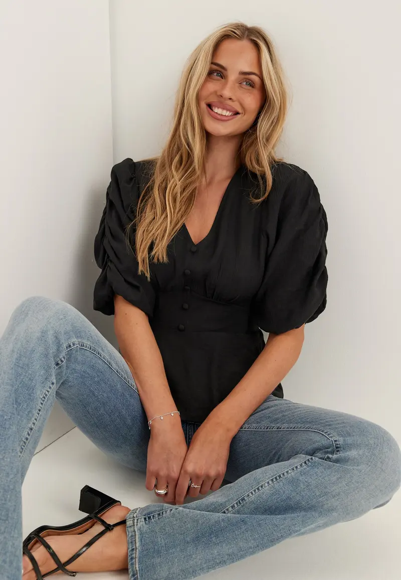 Short Sleeve Puff Blouse