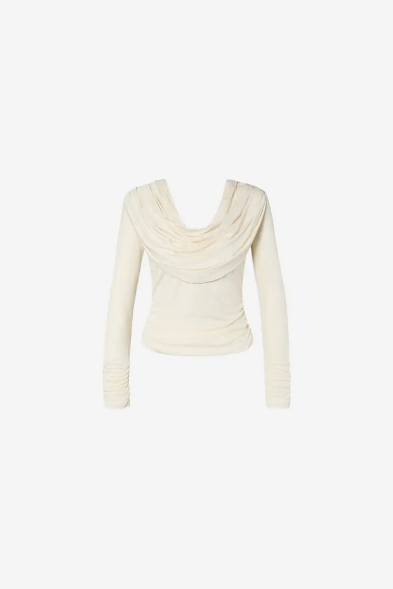 Signe Cowl Neck Jersey Top Pearl