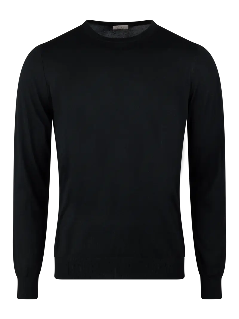 Silk Cashmere Knitted Crew Black