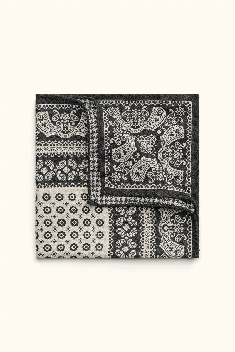 Silk Handkerchief Black Pattern