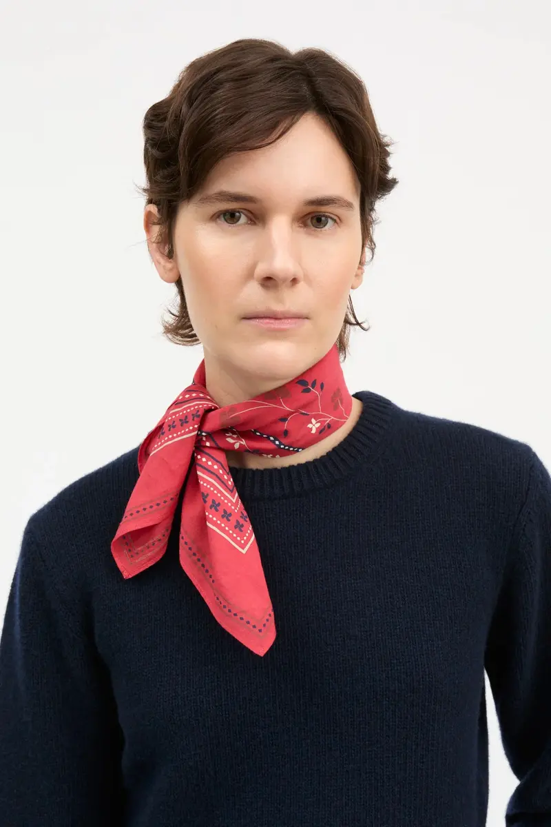 Skall Floral Scarf 55x55 Faded Red
