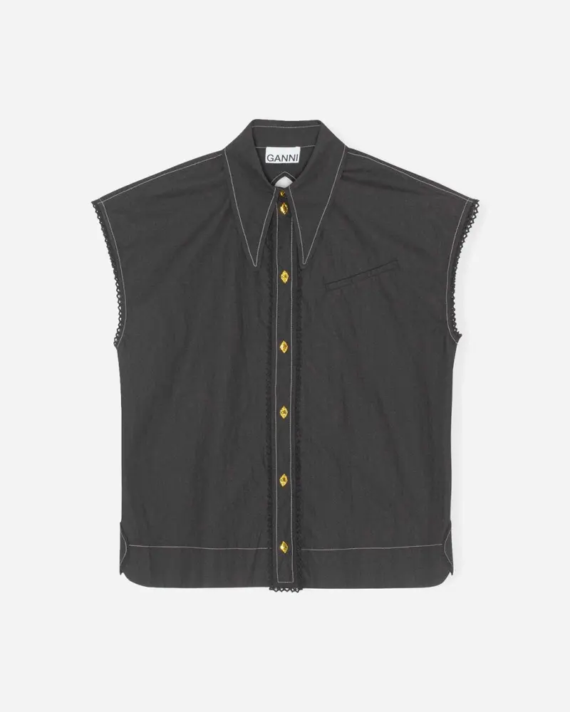 Sleeveless Diamond Shirt - Black