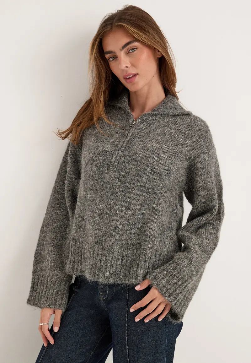 Slwanjuli Ls Knit Half Zip