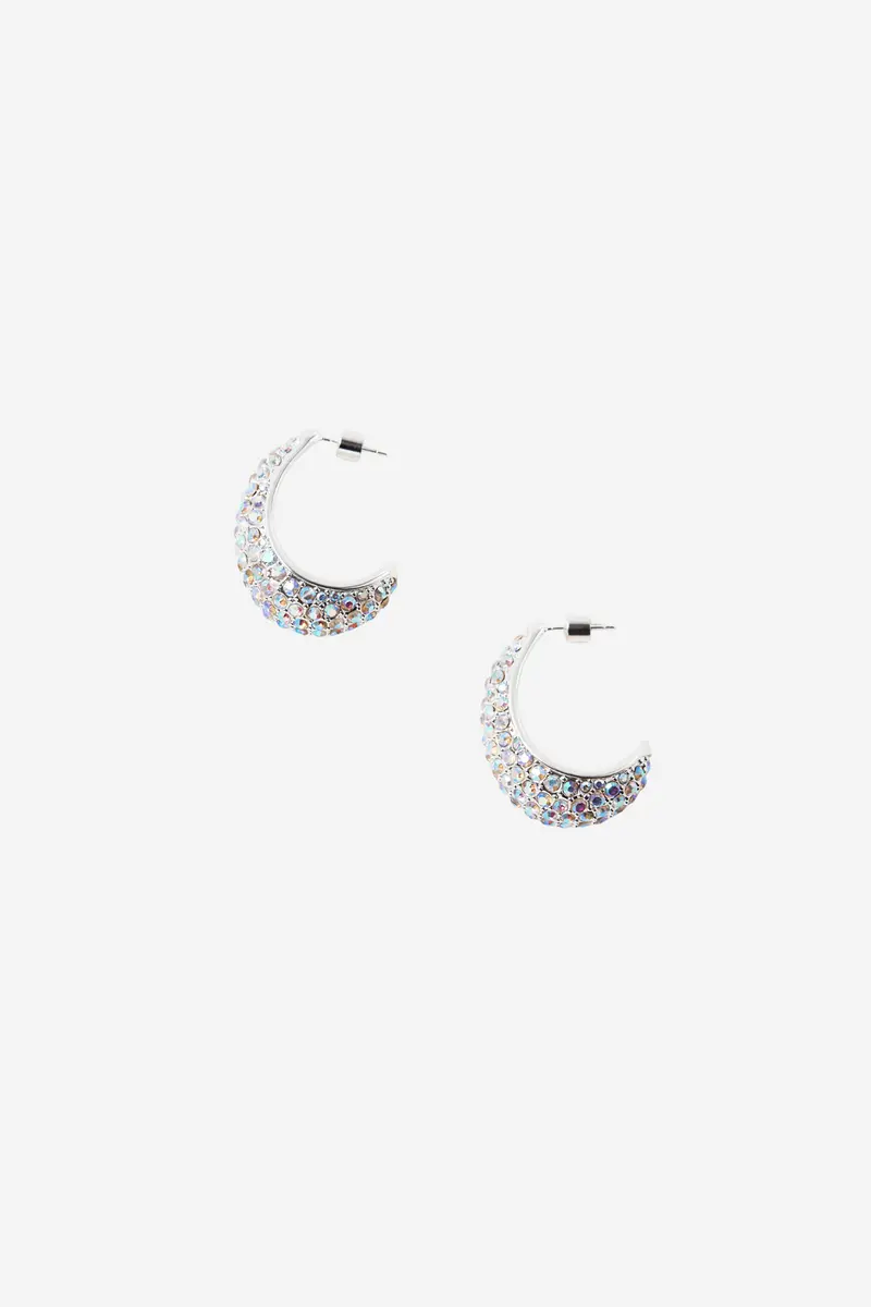 Small Crescent Hoops Silver