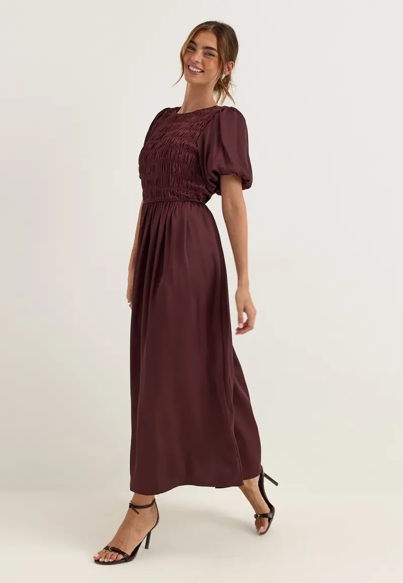 Smock Satin Maxi Dress