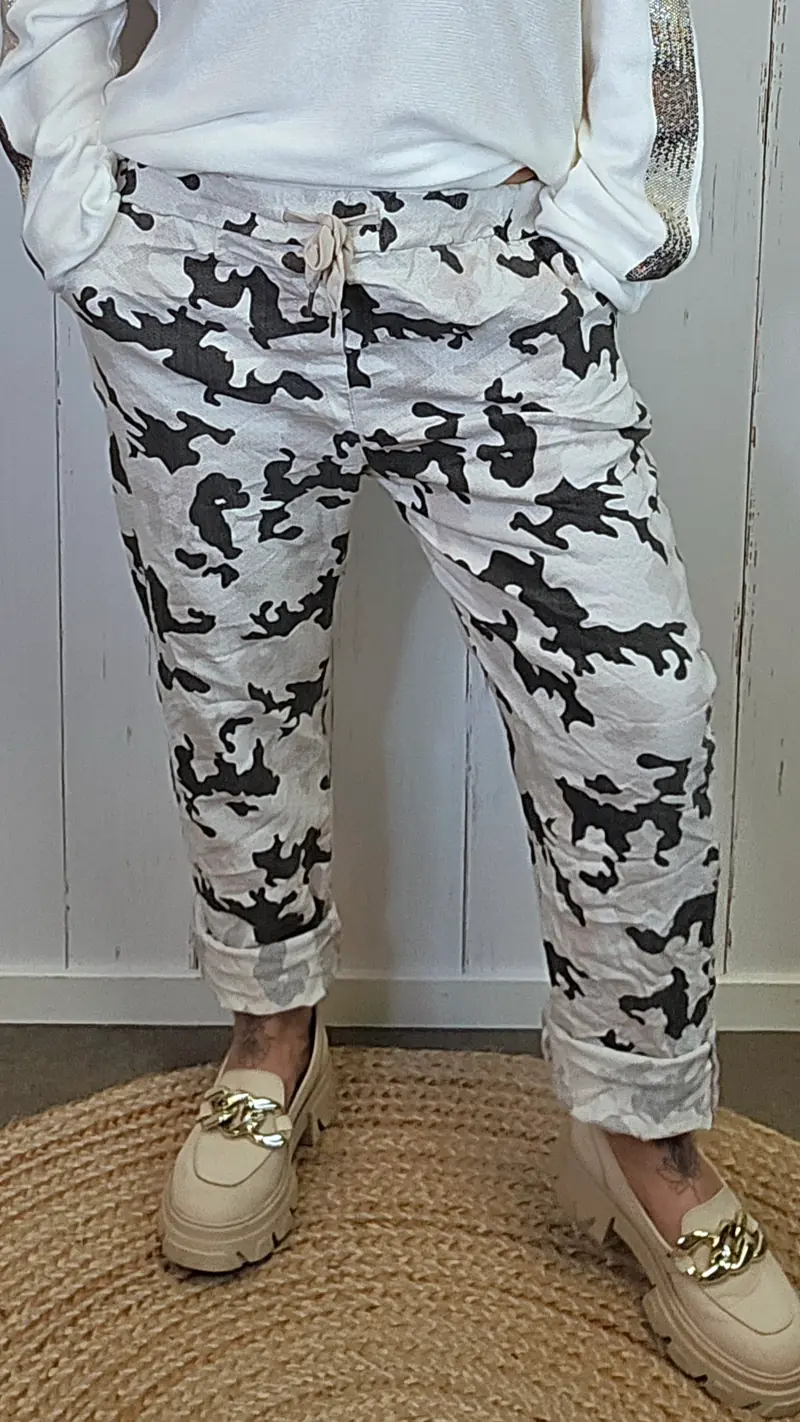 Sofia camo bukse hvit