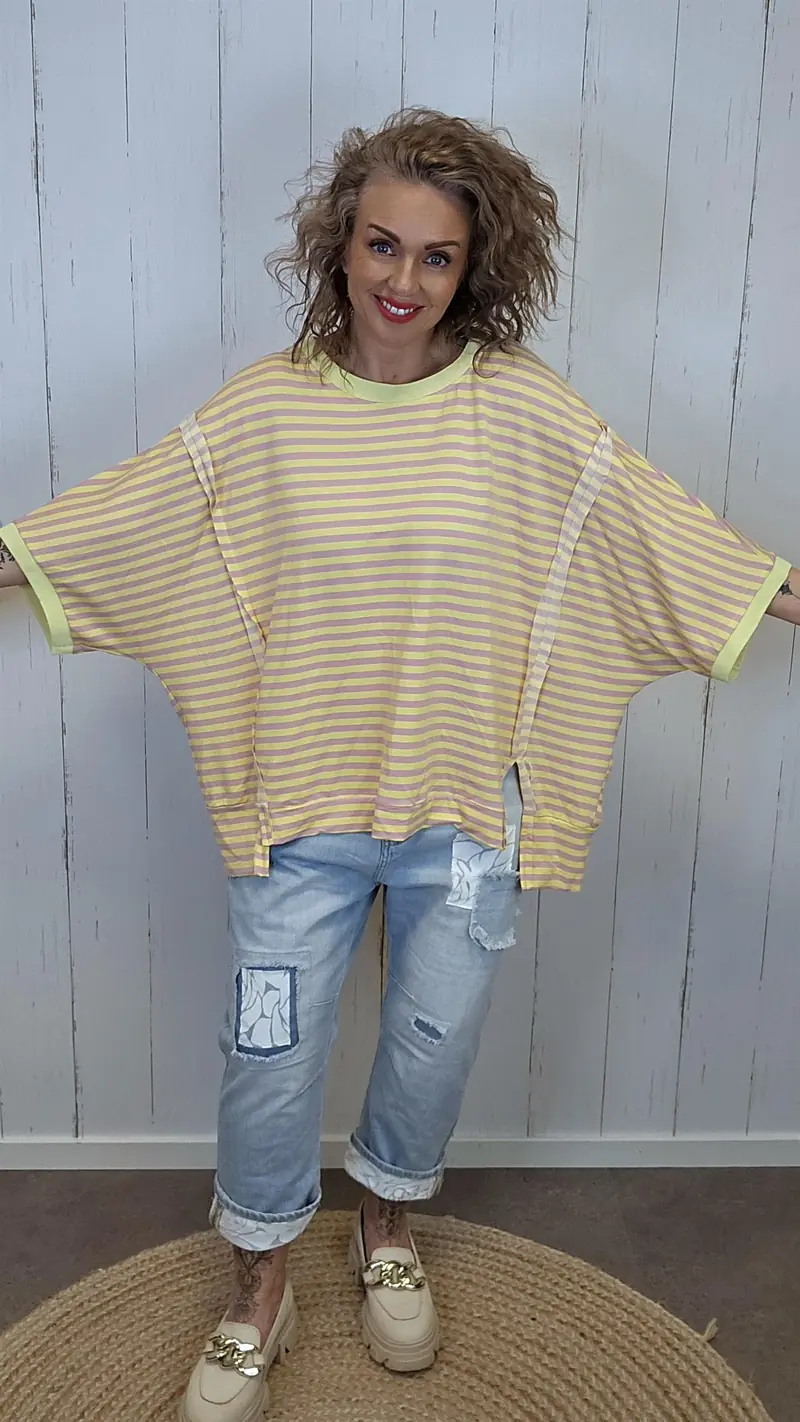 Sofie stripet topp gul