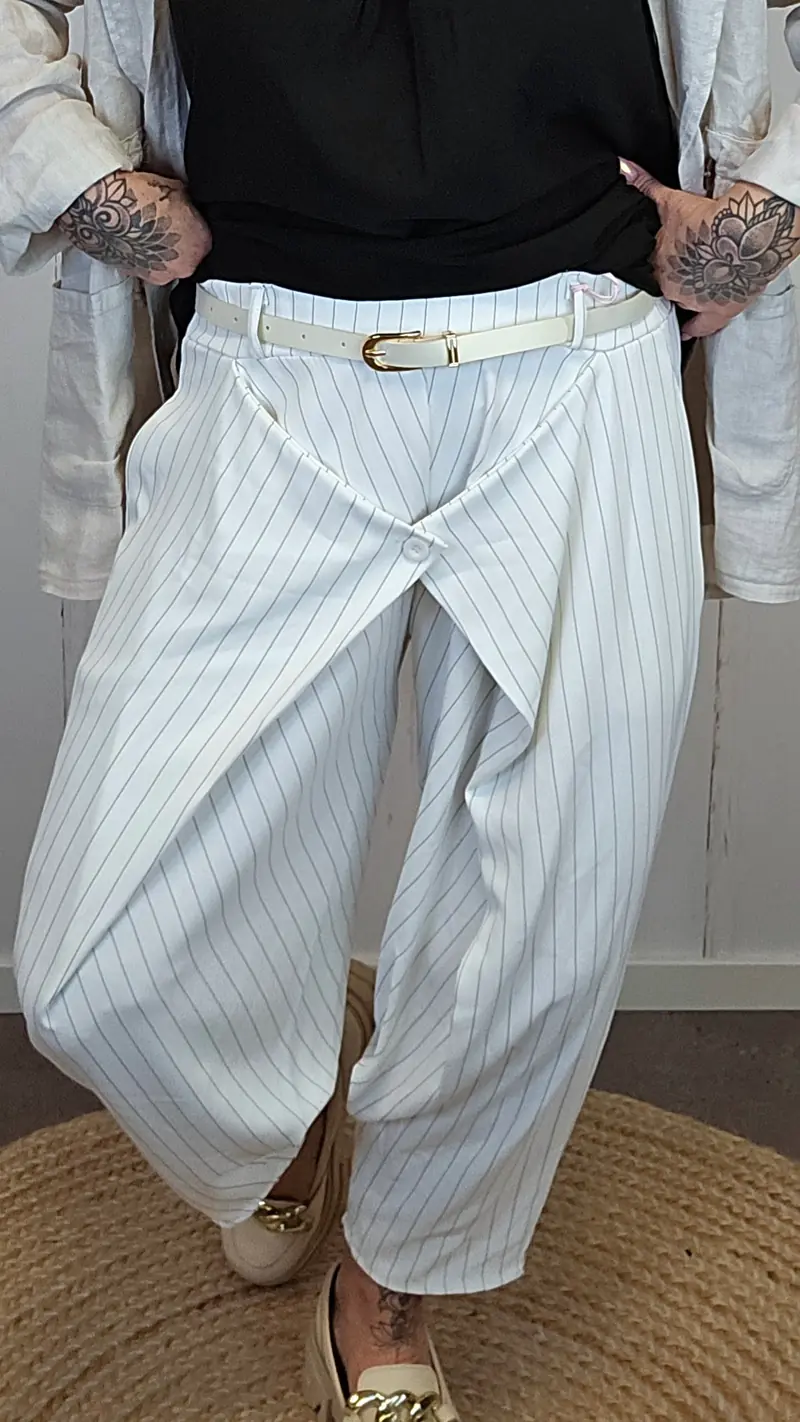 Sofie wrap bukse hvit med striper