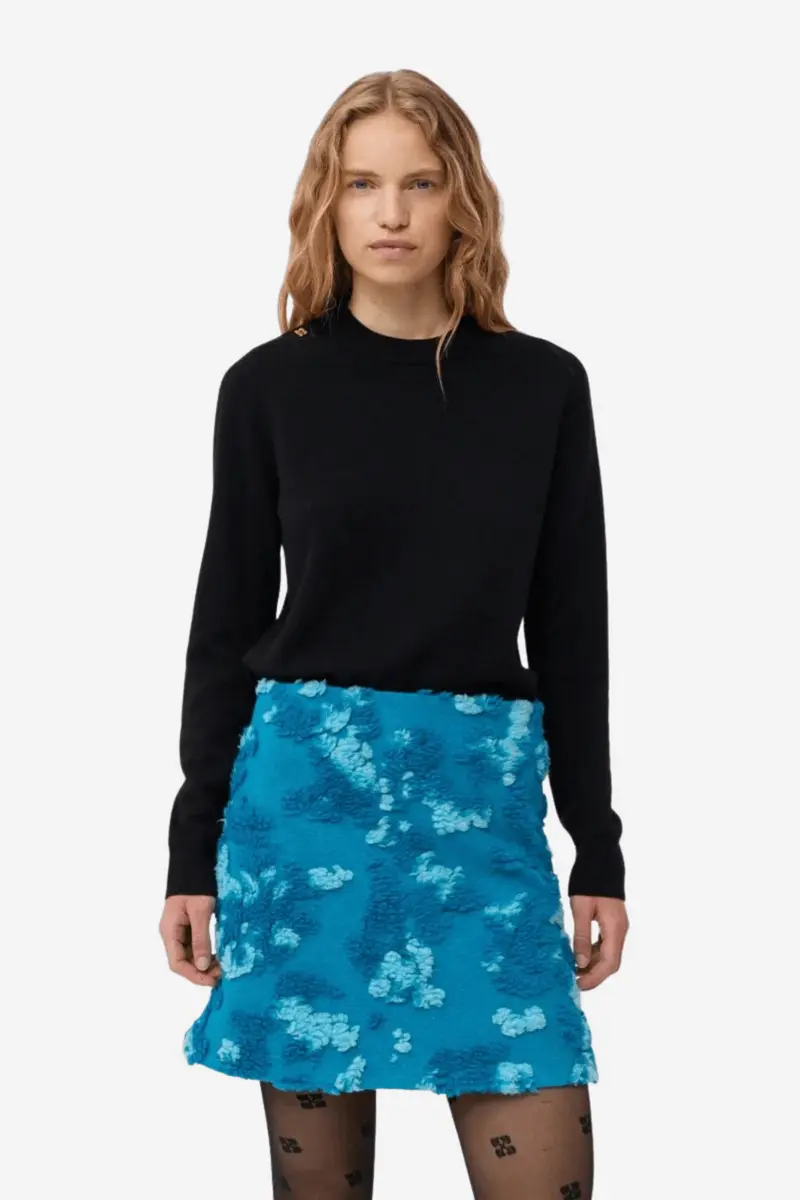 Soft 3D Jacquard Mini Skirt Algiers Blue