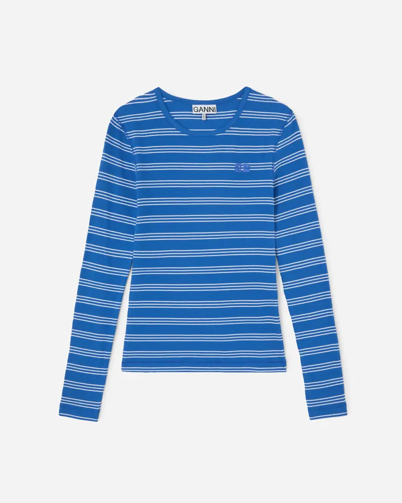 Soft cotton rib stripe LS