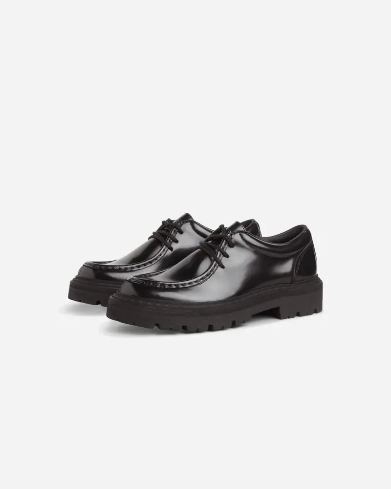 Spike Lace - Black Polido Leather