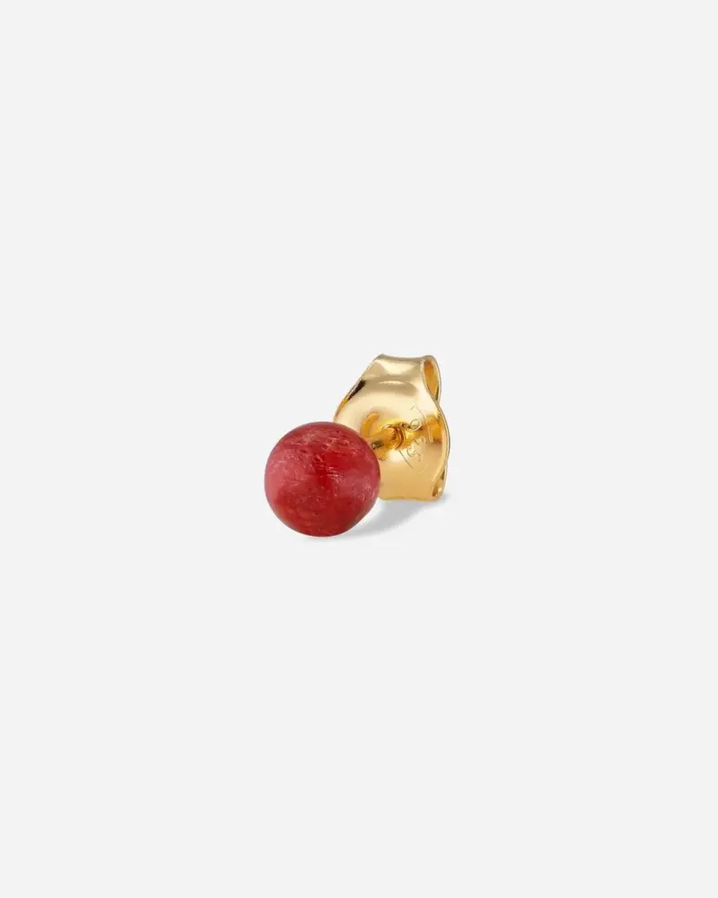 Splash Stud Red Coral - Gold Pleated