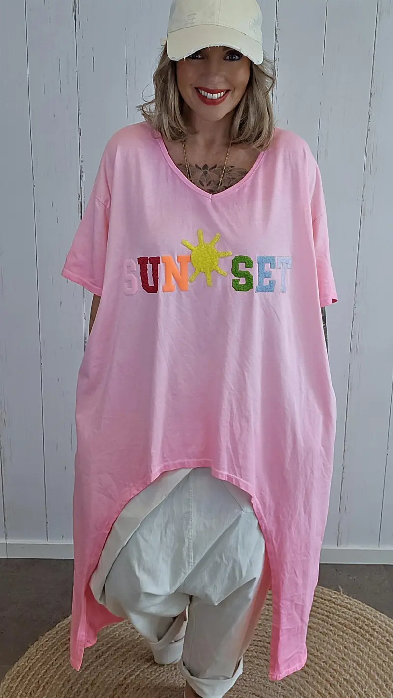 Stine kjole med “Sunset”-print rosa