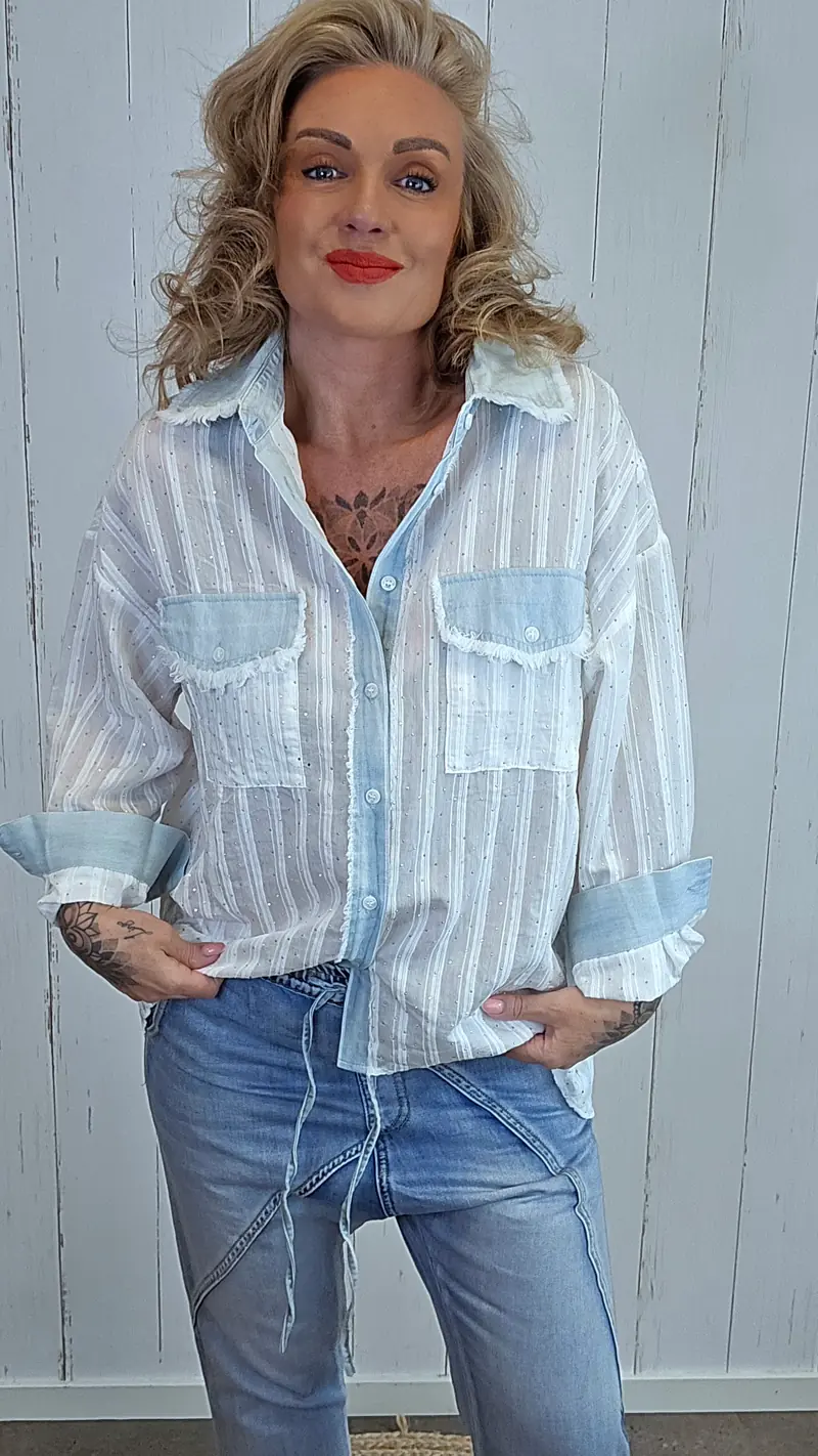 Stine skjorte med denimdetaljer